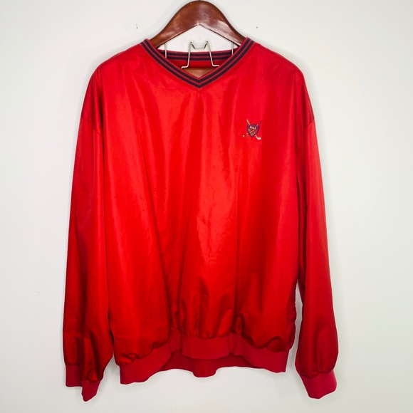 Polo Golf XL Red V Neck Windbreaker Logo Sweater - Picture 1 of 4